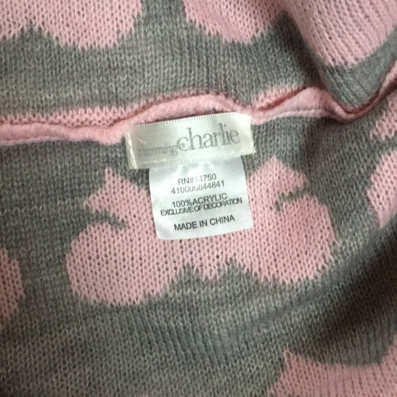 EUC Charming Charlie Reversible Pink and Gray Bow Infinity Scarf - Picture 2 of 2